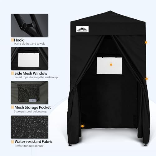 EAGLE PEAK Flex Ultra Compact 4x4 Pop-up Canopy, Sun Shelter, Changing Room, Portable Privacy Canopy Cabana for Pool, Fashion Photoshoots, or Camping, Black