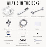 G-Promise All Metal 10" Dual Square Shower Head Combo | Rain Shower Head | Handheld Shower Wand | Adjustable | Smooth 3-Way Diverter | 71" Extra Long Hose - A Bathroom Upgrade (Chrome)