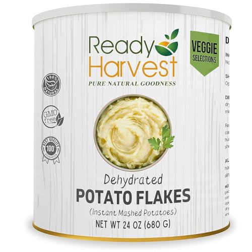 Ready Harvest Food Dehydrated Potato Flakes for instant mashed potatoes | Camper must haves camping essentials | Hurricane Preparedness Items, Survival Food, #10 Can | 30 Year Shelf Life