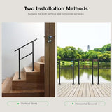 VIVOSUN Outdoor Handrail, 2 Step Stair Handrail, 26" × 36" Fits 1 to 2 Steps, Wrought Mattle Iron Handrail for Concrete Steps, Porch Steps, One-Step Assembly, Black