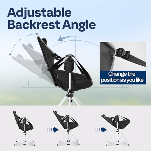 VIVOHOME Hammock Camping Chair, Portable Outdoor Swinging Rocking Chairs for Adults with Adjustable Pillow, Back and Height for Travelling, Backyard, Patio, Supports 400 lbs, 600D Breathable Mesh