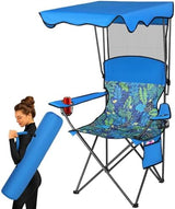 Camping Chair with Canopy, Chair with Cup Holders, Portable Camping Chairs with Carry Bag&Side Pocket, Beach Chair with Shade, Camp Chairs for Adult, Outdoor Folding Chair Support 330 LBS