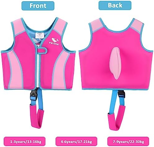 Pottwal Swim Vest for Kids - Swim Jacket for 1-2 Years (24-33LBS) - Buoyancy Aid Made of Neoprene & EPE - with Adjustable Crotch Strap