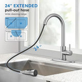 Arofa Kitchen Faucet with Pull Down Sprayer, Brushed Nickel Kitchen Sink Faucet Single Handle Stainless Steel for 1 or 3 Hole Farmhouse Laundry Utility Rv Bar Sinks