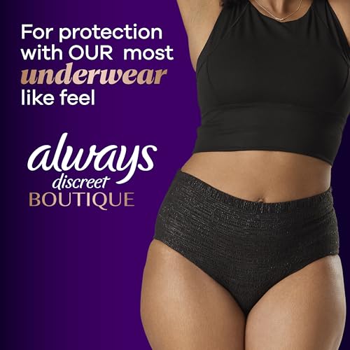 Always Discreet Adult Incontinence Underwear for Women and Postpartum Underwear, Extra Large, Up to 100% Bladder Leak Protection, 64 Count (2 Packs of 32)