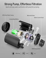 Electric Portable Water Filter - 0.01 Micron 5-Stage Water Purifier Survival with Emergency Lighting Water Purification System for Camping Backpacking Hiking Travel - BK-2000