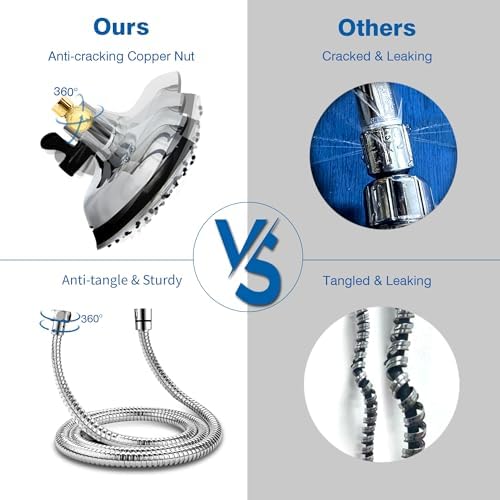 Shower Heads with Handheld Spray Combo: 7.2" Rain Shower Head & Handheld Shower Head 2-IN-1 Shower Head with 60" Rotatable Stainless Steel Hose, Shower Trim Systems