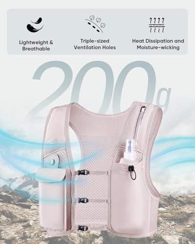 Running Vest for Women Men, USA Original Patent, Adjustable Chest Straps Running Hydration Vest with 500ml Soft Flask, Lightweight Breathable Reflective Running Vest for Marathon