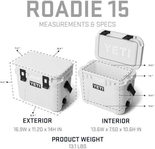 YETI Roadie 15 Hard Cooler with DoubleDuty Shoulder Strap