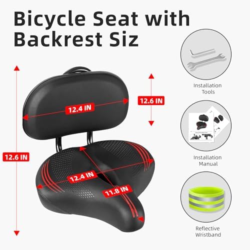 Oversized Bike Seat for Peloton Bike & Bike+, Comfort Seat Cushion Compatible with Peloton, Road or Exercise Bikes, Bicycle Wide Saddle Replacement for Men & Women, Accessories for Peloton