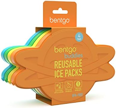Bentgo Buddies Reusable Ice Packs - Slim Ice Packs for Lunch Boxes, Lunch Bags, and Coolers - Multicolored 4-Pack (Planet)