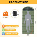 Flannel Sleeping Bag 0 Degree Cold Weather for Adults XXL Sleeping Bag 4 Season Big and Tall with Compression Sack