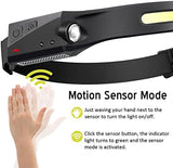 Headlamp Rechargeable 2Pack, Rechargeable LED Headlamp，230° Wide Beam,with Motion Sensor，5Brightness Modes, IPX6 Waterproof, High Lumen Headlight for Running,Repairing, Camping, Hiking, Fishing