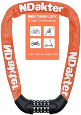NDakter Bike Chain Lock, 5 Digit Combination Heavy Duty Anti Theft Bicycle Chain Lock,2.62/3.2/4.27/5/6Ft Long Security Resettable Bike Locks for Bike, Bicycle, Scooter, Door, Gate, Fence-4/6mm Thick