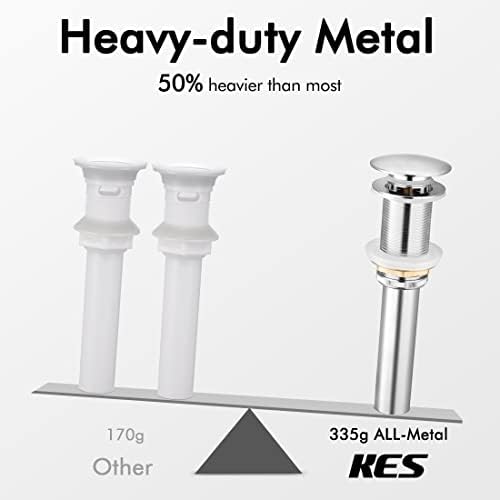 KES Bathroom Sink Drain Without Overflow Vessel Sink Lavatory Vanity Pop Up Drain Stopper Polished Chrome for 1.6"-1.9" Sink Hole, All Metal Rustproof Brass and 304 Stainless Steel, S2008D-CH