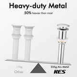 KES Bathroom Sink Drain Without Overflow Vessel Sink Lavatory Vanity Pop Up Drain Stopper Polished Chrome for 1.6"-1.9" Sink Hole, All Metal Rustproof Brass and 304 Stainless Steel, S2008D-CH