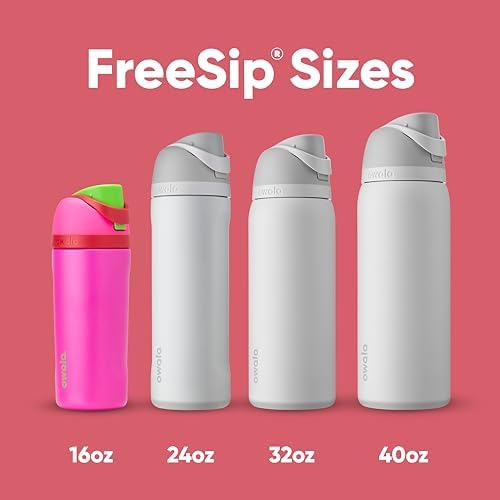 Kids FreeSip Insulated Stainless Steel Water Bottle with Straw for Sports, Travel, and School, BPA-Free Sports Water Bottle, 16 oz, All The Berries