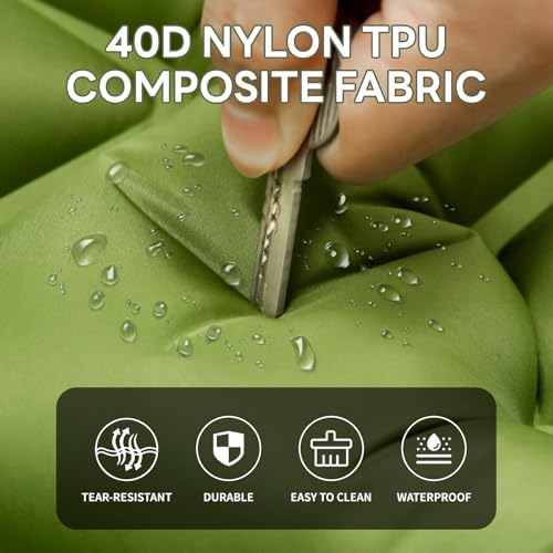 Double Inflatable Sleeping Pad for 2 Person - Ultralight Air Mattress with Built-in Foot Pump, Durable Waterproof Camping Pad for Couples, Backpacking, Hiking (Green)