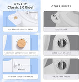 TUSHY Classic 3.0 Bidet Toilet Seat Attachment - A Non-Electric Self Cleaning Water Sprayer with Adjustable Water Pressure Nozzle, Angle Control & Easy Home Installation (White/Gunmetal)