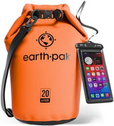 Earth Pak Waterproof Dry Bag - Roll Top Waterproof Backpack Sack Keeps Gear Dry for Kayak with Waterproof Phone Case