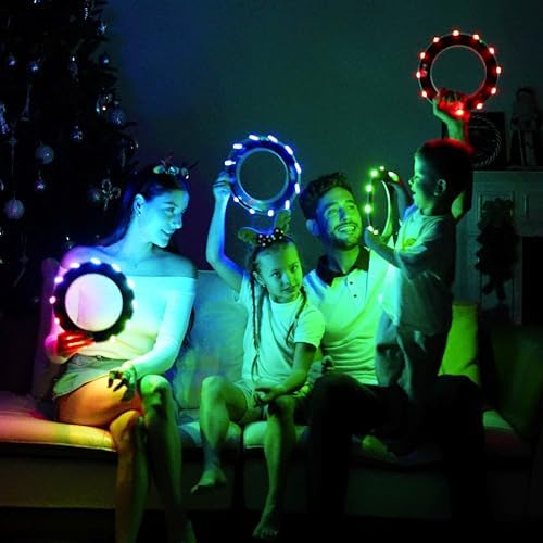TOSY Flying Ring - 12 LEDs, Super Bright, Lost Mode, Auto Light Up, Camping Essentials for Kids/Teens/Boy/Girl, Safe & Soft, Waterproof, Pool/Beach Games, Lightweight Toy (Green)