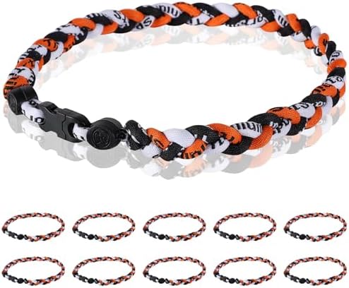 12 Pack Baseball Necklace 18inch, Team Gift for Baseball Funs, Three Braided Titanium Tornado Rope Design, with Muti - Color for Pick