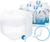 Collapsible Water Container Jug, 4×5.3 Gallon BPA Free Camping Water Storage Canteen with Spigot, for Hiking Backpack RV Outdoors & Emergency, Portable Survival Kit - Food Grade Transparent PE