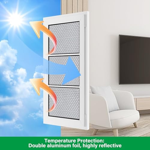 winemana Window Insulation Roll, 48IN x 20FT Reflective Heat Shield Bubble Film, Double-Sided Aluminum Foil Insulation, Weatherproof Garage Door Cover for Windows, RV, Basement, Winter & Summer