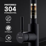 Wewe Black Kitchen Sink Faucets: Water Faucet with Pull Down Sprayer Stainless Steel Single Handle 1 Or 3 Hole for Farmhouse Commercial Camper Laundry Rv Bar