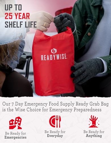 READYWISE - Ready Grab Bag, 60 Servings, Emergency Food Supply, MRE, Freeze Dried Survival Food, Meal Essentials for Camping, Hiking, & Emergencies, Individually Packaged, up to 25 year shelf life