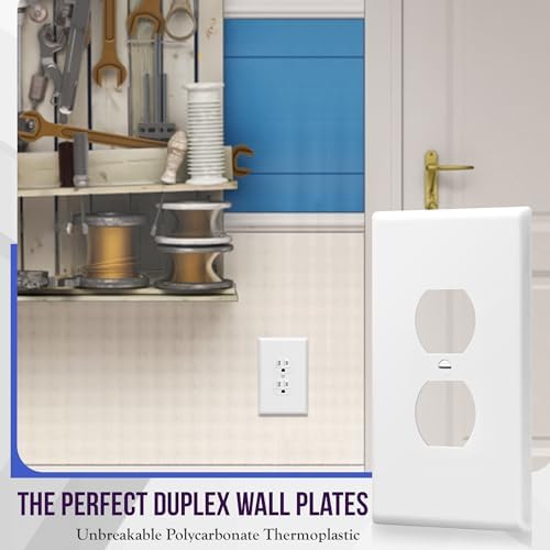 ENERLITES Jumbo Duplex Receptacle Outlet Wall Plate, Large Electrical Outlet Covers, Over-Size 1-Gang 5.5" x 3.5", Polycarbonate Thermoplastic, 8821O-W-20PCS, White (20 Pack)