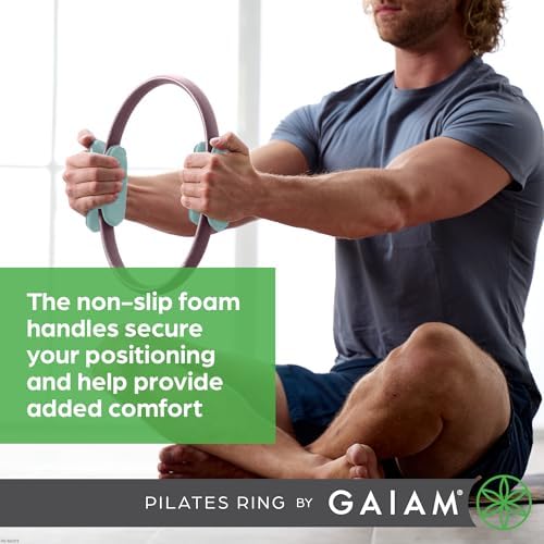 Gaiam Pilates Ring Fitness Circle - Lightweight & Durable Foam Padded Handles, Flexible Resistance Exercise Equipment for Toning Arms, Thighs/Legs & Core