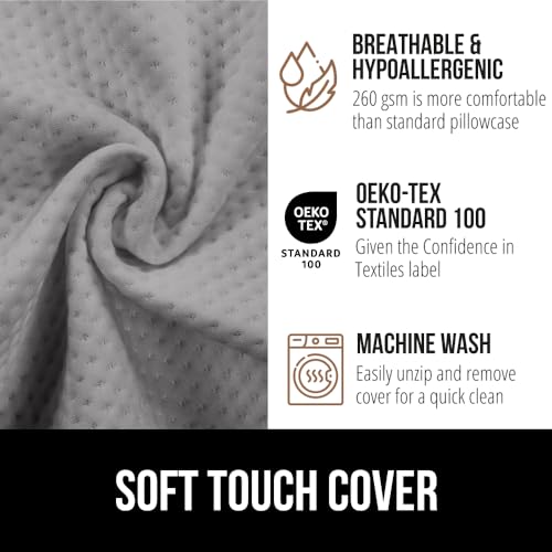 GORILLA GRIP Patent Pending Bed Wedge Pillow Headboard Gap Filler, Comfortable and Supportive High Density Foam Angled Pillows, Stay in Place Gripping Dots, Wedges Between Mattress, Full Size Gray