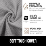 GORILLA GRIP Patent Pending Bed Wedge Pillow Headboard Gap Filler, Comfortable and Supportive High Density Foam Angled Pillows, Stay in Place Gripping Dots, Wedges Between Mattress, Full Size Gray