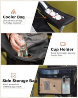 KingCamp Oversized Camping Folding Chair, Heavy Duty 450 LBS with Lumbar Support, Padded seat with Cup Holder&Cooler Bag, Ideal for Camp, Fishing, Sports event, Backyard, Patio, Lawn