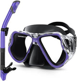 Greatever Dry Snorkel Set,Panoramic Wide View,Anti-Fog Scuba Diving Mask,Professional Snorkeling Gear