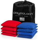 Play Platoon Cornhole Bags Weather Resistant- Set of 8 Regulation Bean Bags for Tossing- Official Professional Size & Weight Corn Hole Bags Two Color All Weather Cornhole Beans Bag Set with Tote Bag