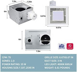 Tech Drive Very-Quiet 70 CFM, 2.0 Sone Bathroom Ventilation and Exhaust Fan With LED light 4000K 600LM(70CFM),Ceiling Mounted Fan,Easy to Install