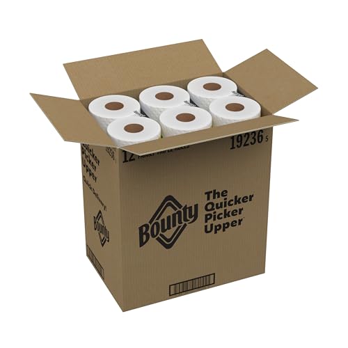 Bounty Quick-Size Paper Towels, White, 12 Family Triple Rolls = 40 Regular Rolls