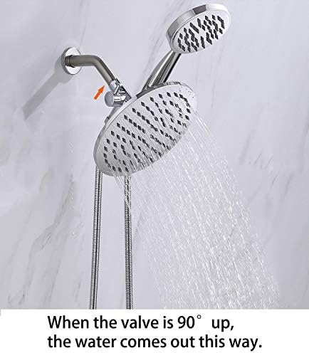 G-Promise Solid Metal Shower Arm Diverter with Holder for Hand Held Showerhead and Fixed Spray Head, G 1/2 3-Way Bathroom Universal Diverter System Replacement Part (Polished Chrome)