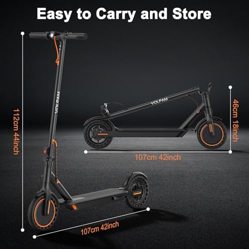 VOLPAM Electric Scooter, 350W/500W, 8.5"/10" Tires, 12/21/28 Miles Range, 16/19/22Mph, Folding E-Scooter with Dual Braking