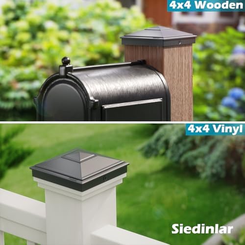 SIEDiNLAR 4x4 Pyramid Post Caps Waterproof Outdoor 4x4 Post Cover, Fits 3.5x3.5 4x4 Wood Vinyl Posts for Fence Deck Mailbox Patio (Black, 12 Pack)
