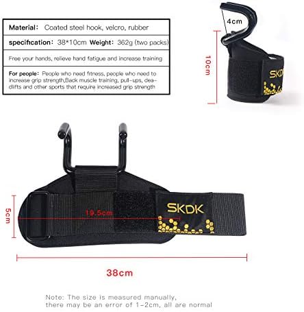 SKDK Cotton Hard Pull Wrist Lifting Straps Grips Band-Deadlift Straps with Neoprene Cushioned Wrist Padded and Anti-Skid Silicone - for Weightlifting, Bodybuilding, Xfit, Strength Training