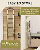 WOA WOA 5 Step Ladder, Ladders for Home, Anti-Slip Pedals, Aluminum Step Stool Foldable, Lightweight to Move, Ease of Storage, Reach 10ft for Closet Kitchen Library, Hold 300lbs - Gold