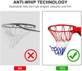 Basketball Net Replacement, 2025 Upgrade Thick Professional Basketball Nets Heavy Duty Outdoor, All Weather Anti Whip Color Never Fade -12 Loops (Red White Blue)