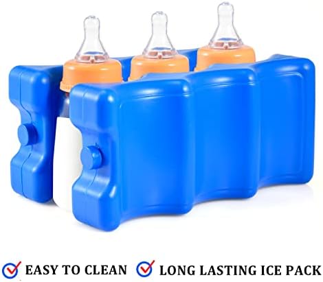 Cold Freezer Cool Ice Packs Double Sided Contoured Reusable Long Lasting for Breast Milk Baby Bottles Cool Storage Insulated Bags, Lunch Box Soda Beer Can Coolers(600g,Set of 4)