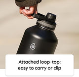 ThermoFlask Kids Bottle with Straw Lid - Durable & Dishwasher-Safe Water Bottles & Lids - Leak-Proof Bottle Lid Design - Reusable Water Bottles for Everyday Use - 14 oz, Harbor Grey/Denim (2 Pack)