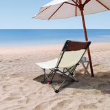 Compact Backpack Beach Chairs 2 Pack with Adjustable Backrest & Side Pocket, Low Folding Camping Chairs for Adults, Portable Reclining Chairs for Beach, Lawn, Travel