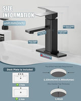 Bathroom Faucets Set with Pop Up Drain, Modern Single Handle Black Bathroom Sink Faucet w/Deck Plate(1 or 3 Hole), Farmhouse RV Vanity Sink Faucet-2 Sets, baño lavamanos Llave