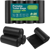 100 Portable Toilet Bags, Drawstring Biodegradable Camping Potty Bags 8 Gallon Waste Bags for 5-8 Gallon Bucket Toilet Adults Outdoor Camping Car